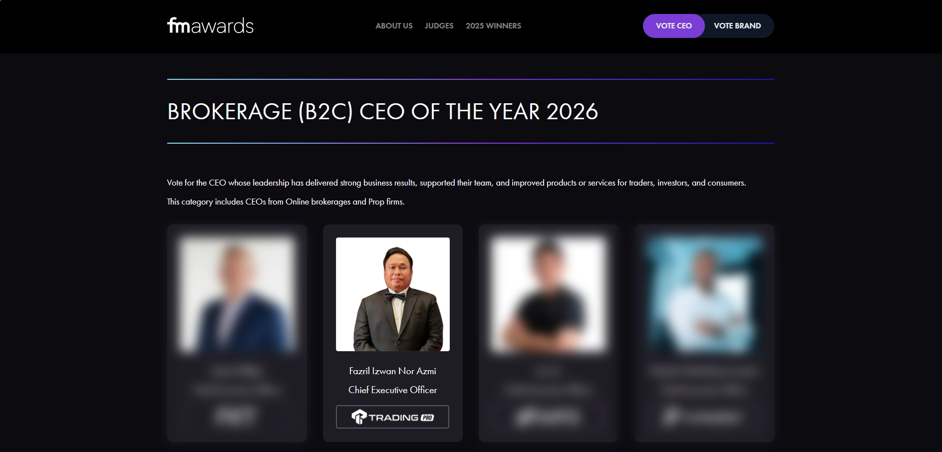TradingPRO CEO Nominated for FM Awards 2026